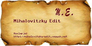 Mihalovitzky Edit névjegykártya